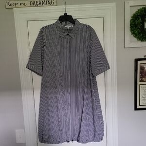 Chico's Black and White Striped Bungee Dress Zenergy